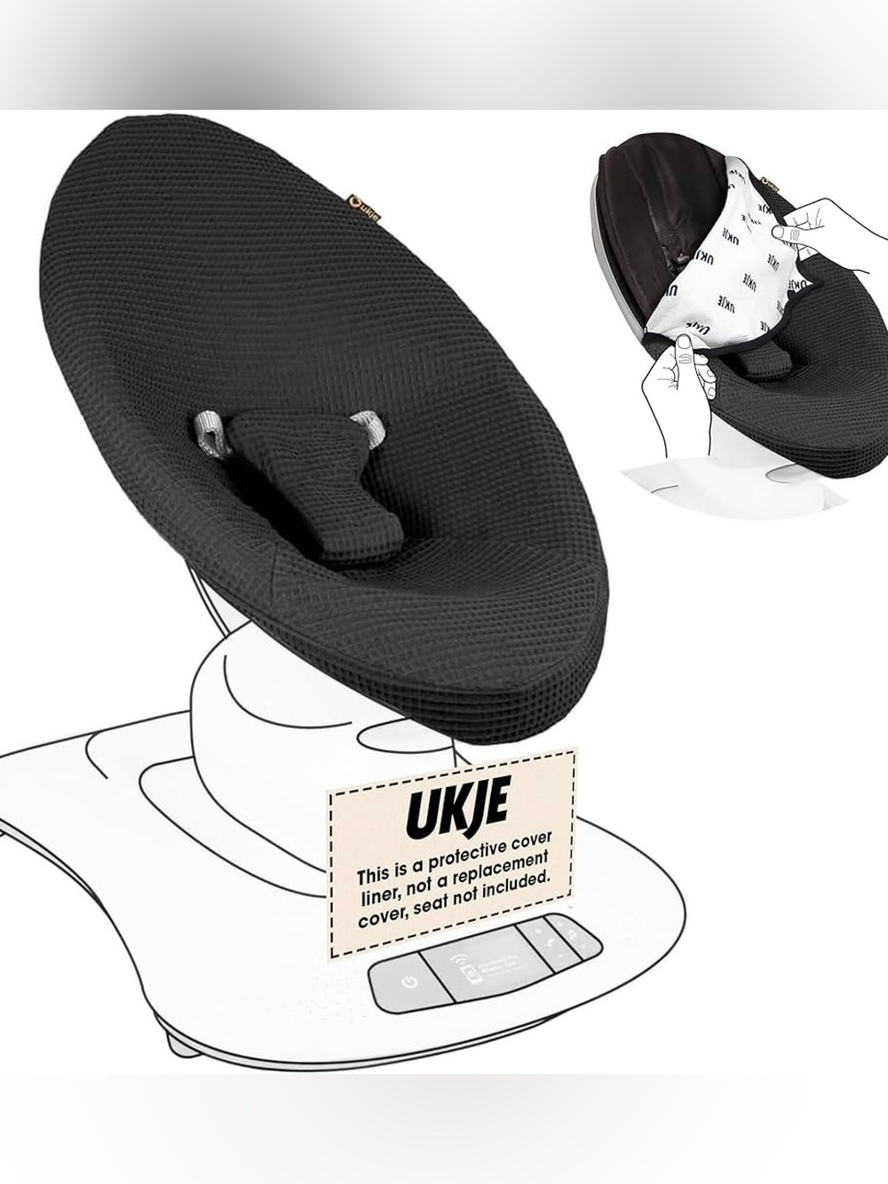 UKJE Black Textured Baby Swing Protective Cover